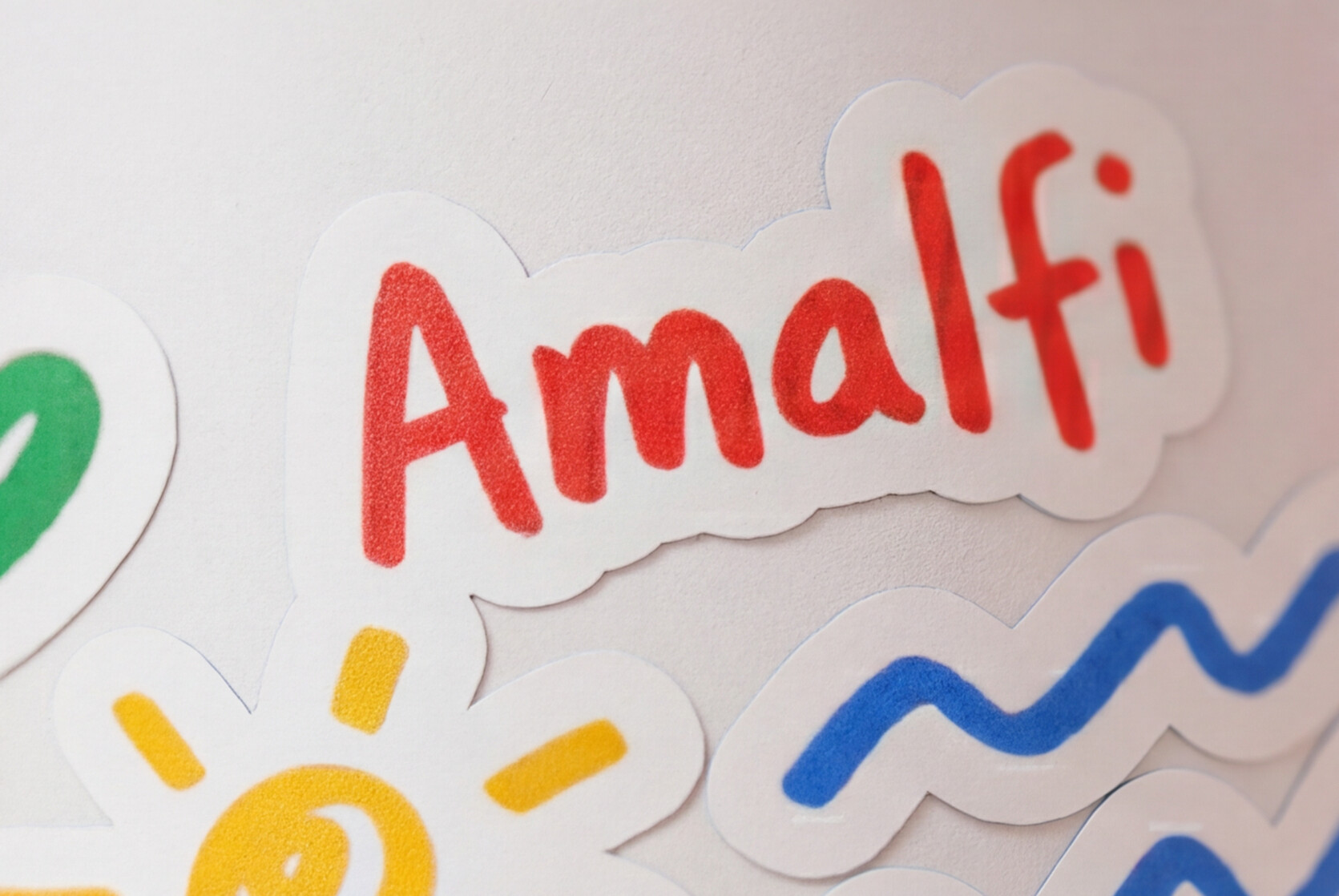 Italian Souvenirs Gift Sticker For Italy Lovers, Amalfi Coast Doodle Sticker, Summer Travel Kiss-Cut Sticker For Ocean Lovers, Surf Sticker