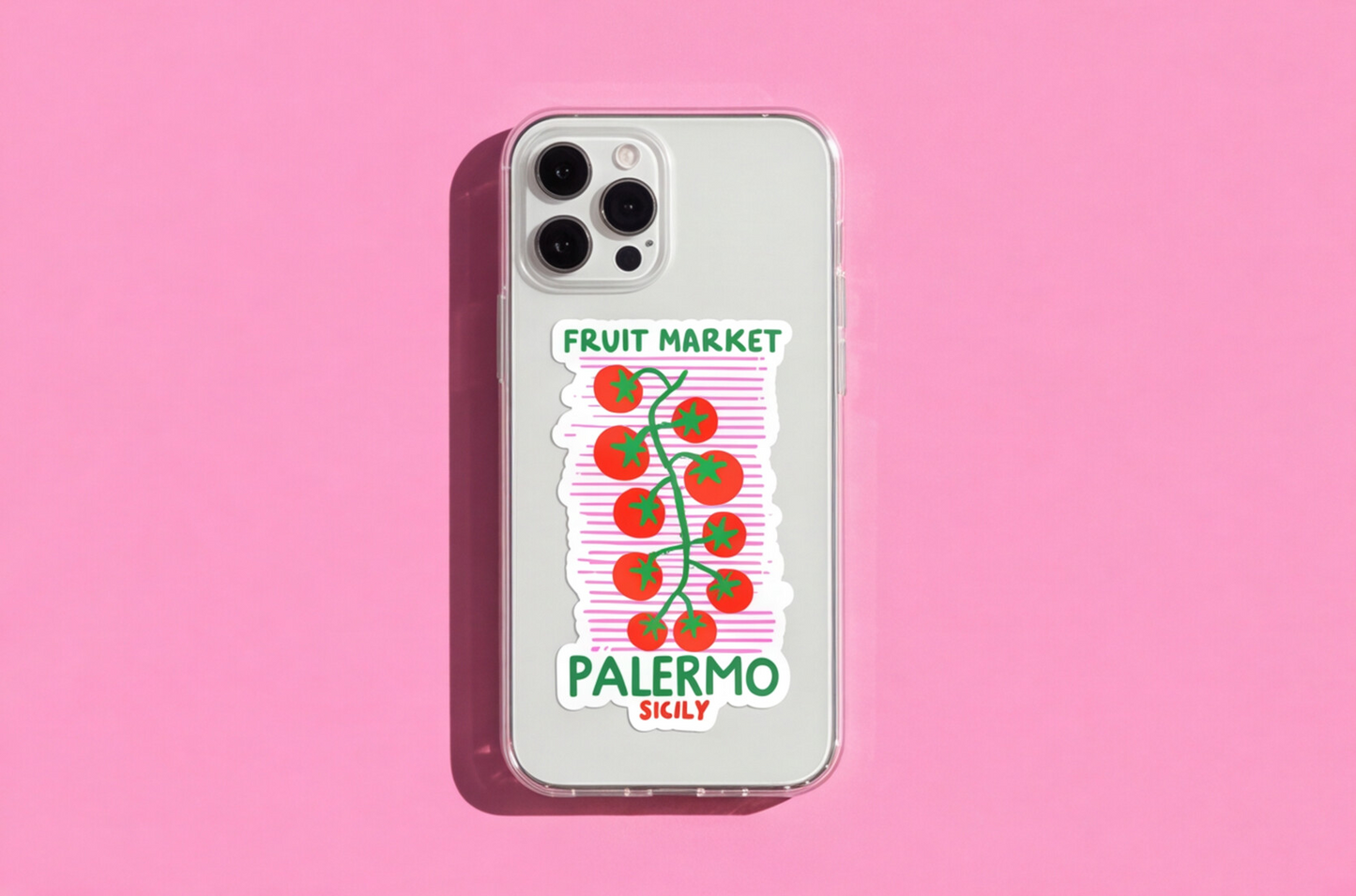Italy Travel Sticker Gift For Italian Lovers, Palermo Sicily Cherry Tomatoes Sticker For Foodie Gift Fruit Market Vine Sticker For Chef