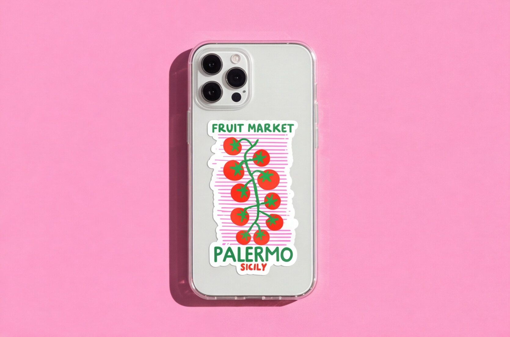 Italy Travel Sticker Gift For Italian Lovers, Palermo Sicily Cherry Tomatoes Sticker For Foodie Gift Fruit Market Vine Sticker For Chef