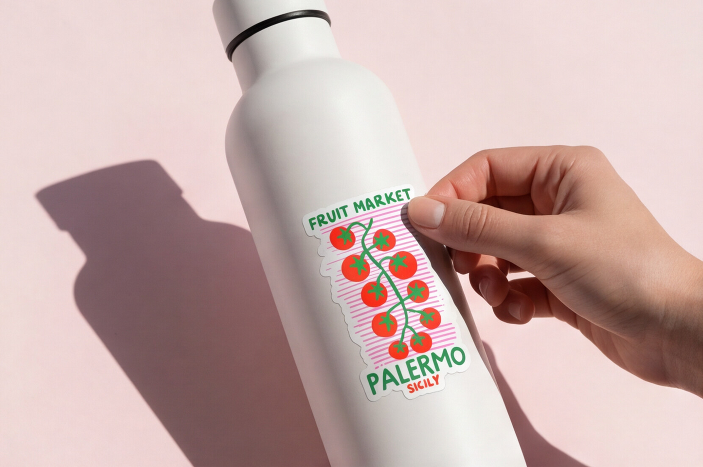 Italy Travel Sticker Gift For Italian Lovers, Palermo Sicily Cherry Tomatoes Sticker For Foodie Gift Fruit Market Vine Sticker For Chef