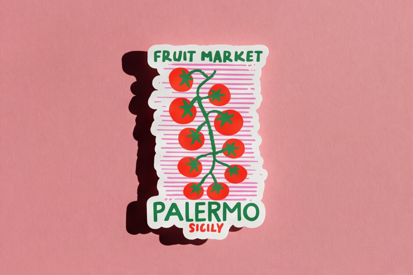 Italy Travel Sticker Gift For Italian Lovers, Palermo Sicily Cherry Tomatoes Sticker For Foodie Gift Fruit Market Vine Sticker For Chef