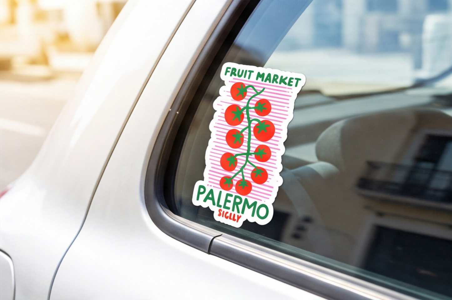 Italy Travel Sticker Gift For Italian Lovers, Palermo Sicily Cherry Tomatoes Sticker For Foodie Gift Fruit Market Vine Sticker For Chef