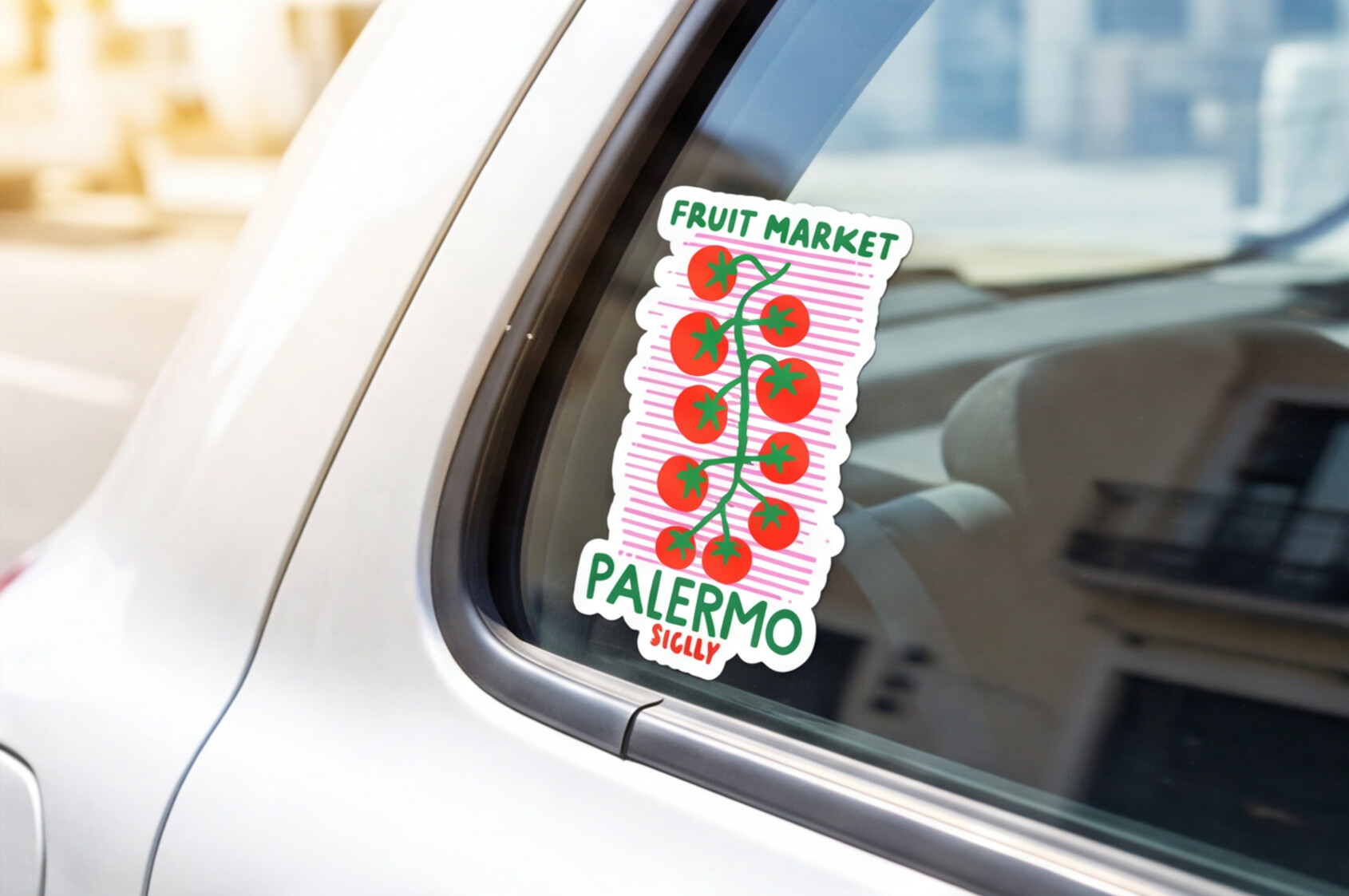 Italy Travel Sticker Gift For Italian Lovers, Palermo Sicily Cherry Tomatoes Sticker For Foodie Gift Fruit Market Vine Sticker For Chef