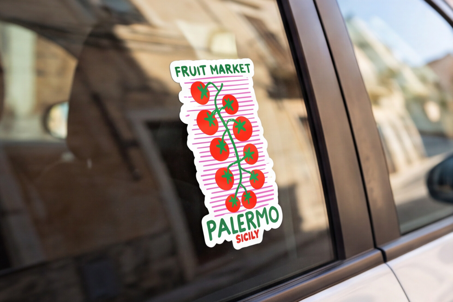 Italy Travel Sticker Gift For Italian Lovers, Palermo Sicily Cherry Tomatoes Sticker For Foodie Gift Fruit Market Vine Sticker For Chef