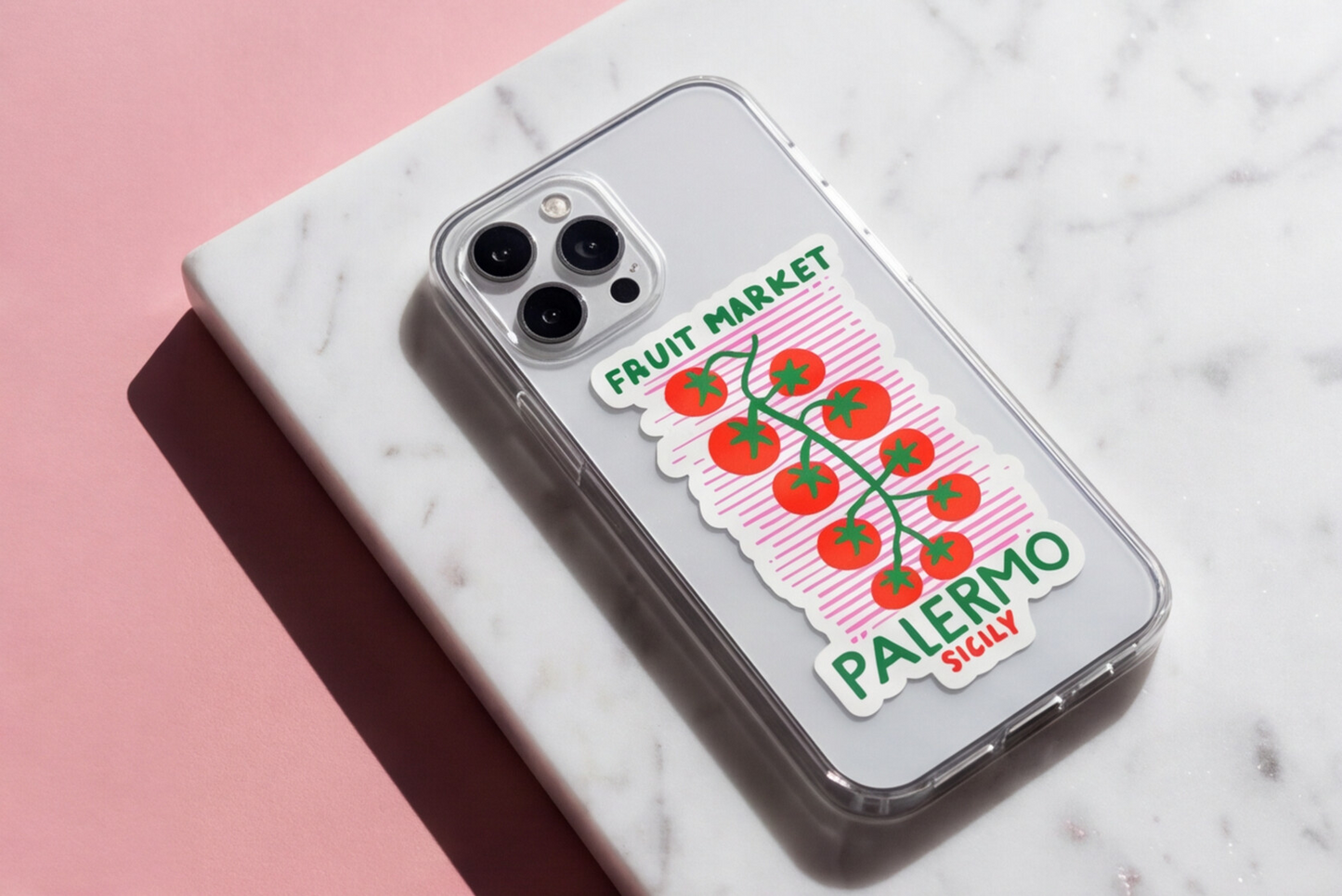 Italy Travel Sticker Gift For Italian Lovers, Palermo Sicily Cherry Tomatoes Sticker For Foodie Gift Fruit Market Vine Sticker For Chef