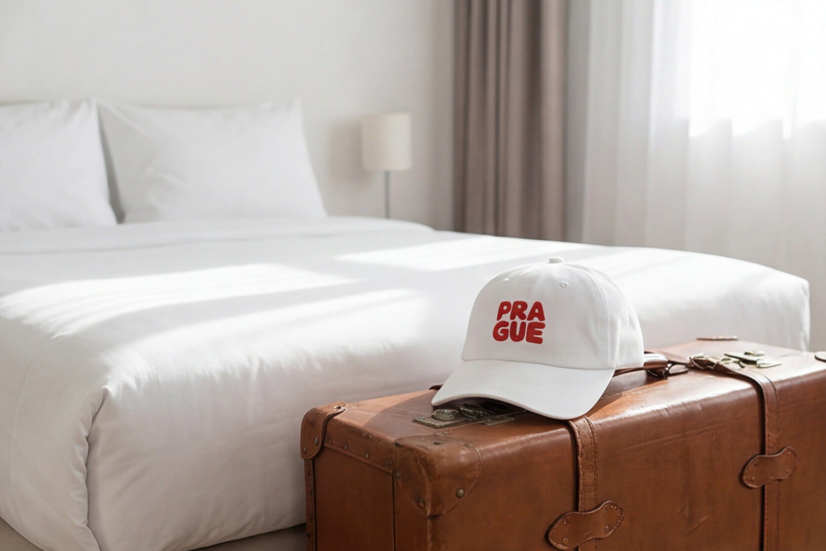 Embroidered Prague Hat Czech Republic Cap Praque Travel Souvenir Gift For Traveler Hat European City Style Minimalist Outfit Tourist