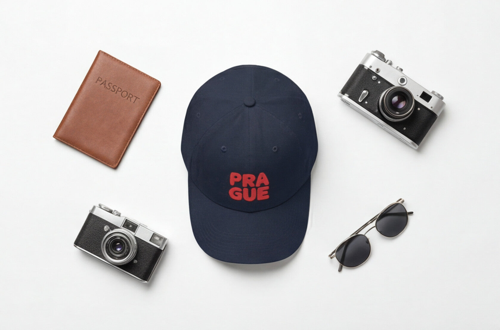 Embroidered Prague Hat Czech Republic Cap Praque Travel Souvenir Gift For Traveler Hat European City Style Minimalist Outfit For Traveler