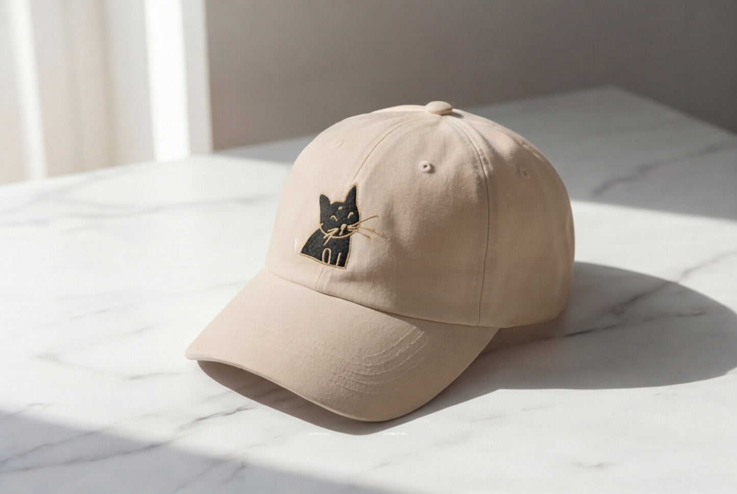 White Cat Embroidered Hat Gift For Cat Mom Gift For Cat Lover Minimal Aesthetic Cap Summer Outfit Hat Casual Daily Wear Fashion Accessory