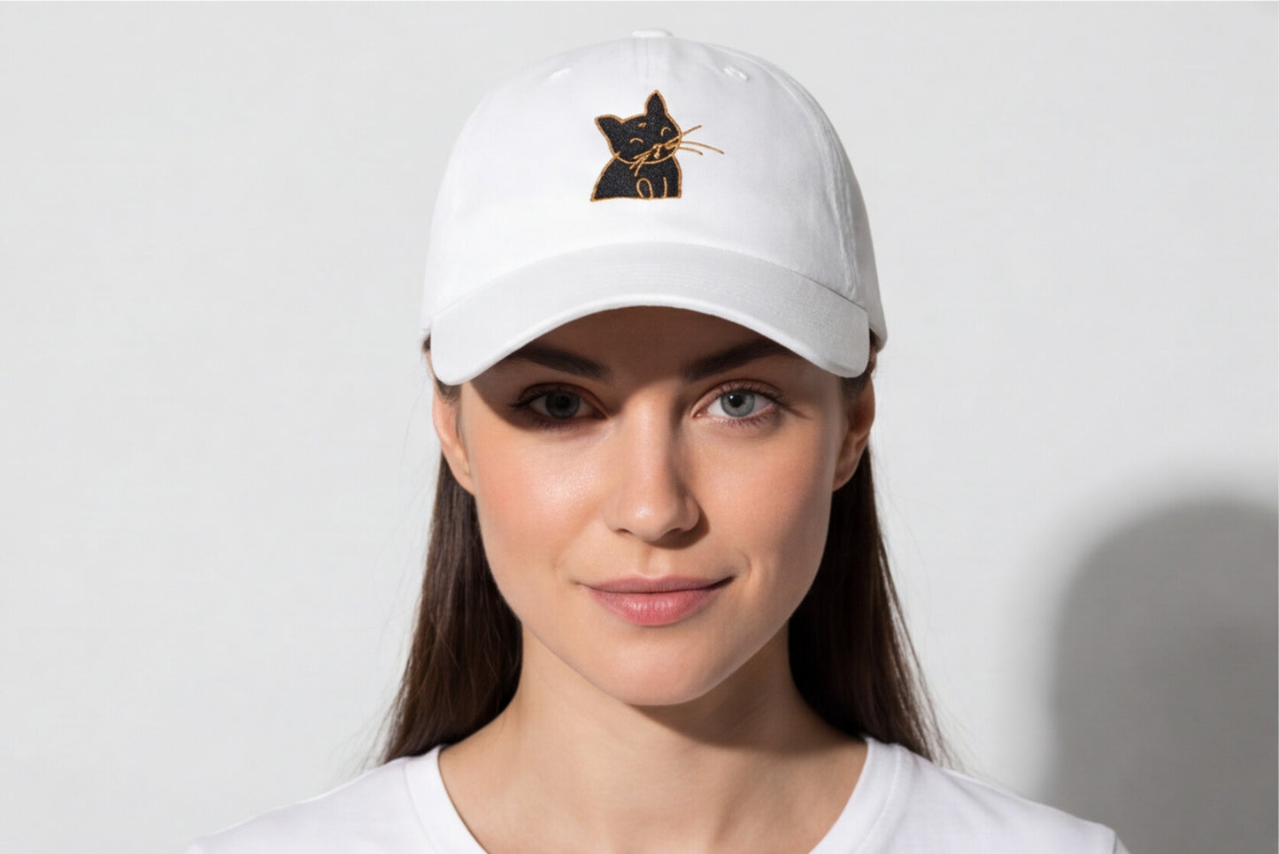 White Cat Embroidered Hat Gift For Cat Mom Gift For Cat Lover Minimal Aesthetic Cap Summer Outfit Hat Casual Daily Wear Fashion Accessory