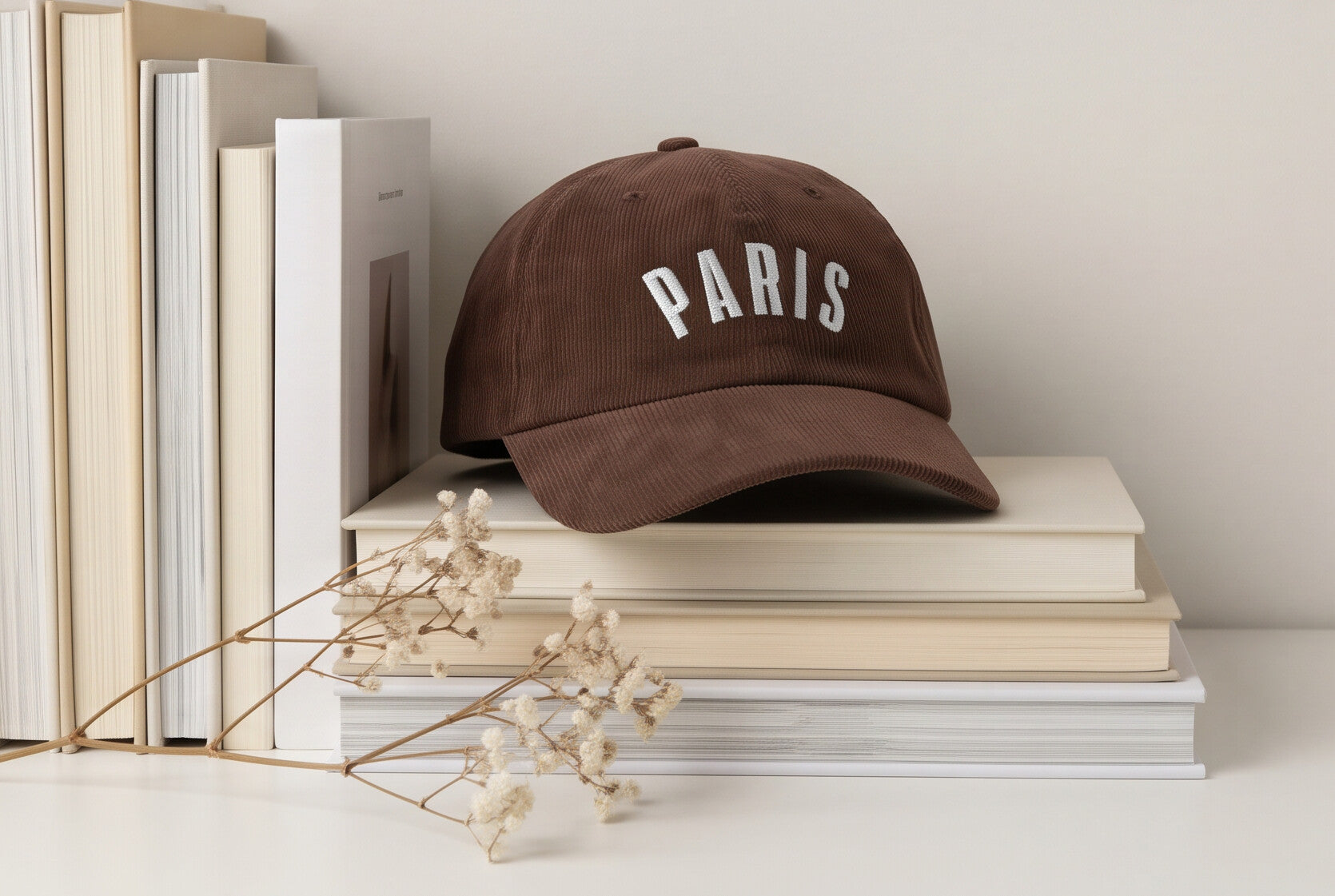 Embroidered Paris Corduroy Hat Vintage Style Cap Cute Brown Hat For France Lover Paris Travel Hat Trendy Fall Outfit Cap Travel Lover Gift