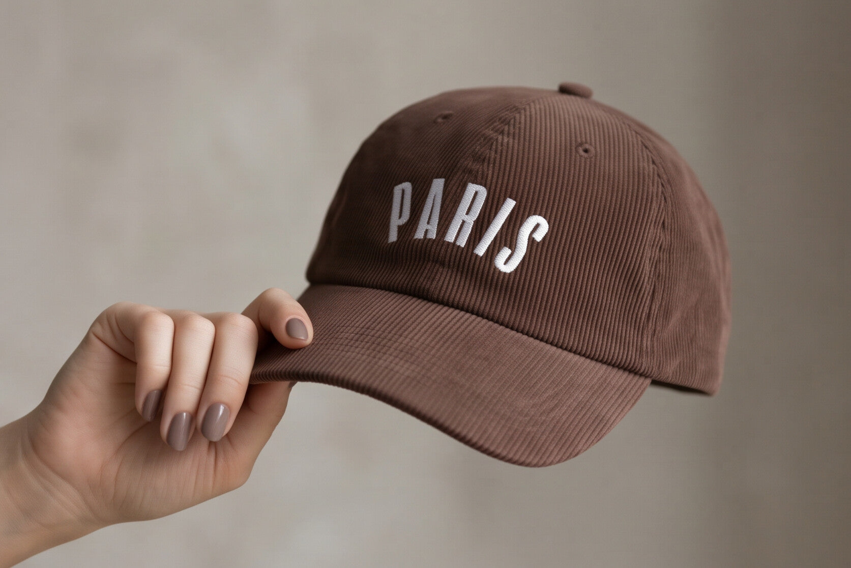 Embroidered Paris Corduroy Hat Vintage Style Cap Cute Brown Hat For France Lover Paris Travel Hat Trendy Fall Outfit Cap Travel Lover Gift