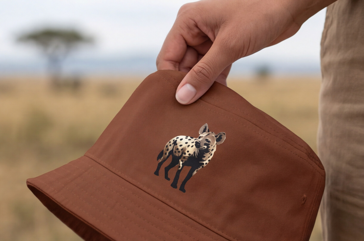 South Africa Gift Idea Bucket Hat Spotted Hyena Safari Cap African Wildlife Gift Cape Town Travel Hat Nature Explorer Adventure Wear Woman