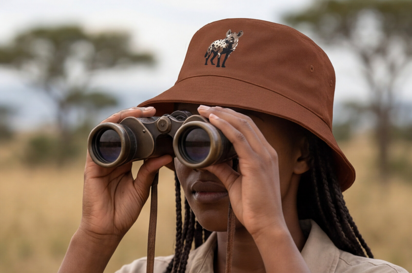 South Africa Gift Idea Bucket Hat Spotted Hyena Safari Cap African Wildlife Gift Cape Town Travel Hat Nature Explorer Adventure Wear Woman