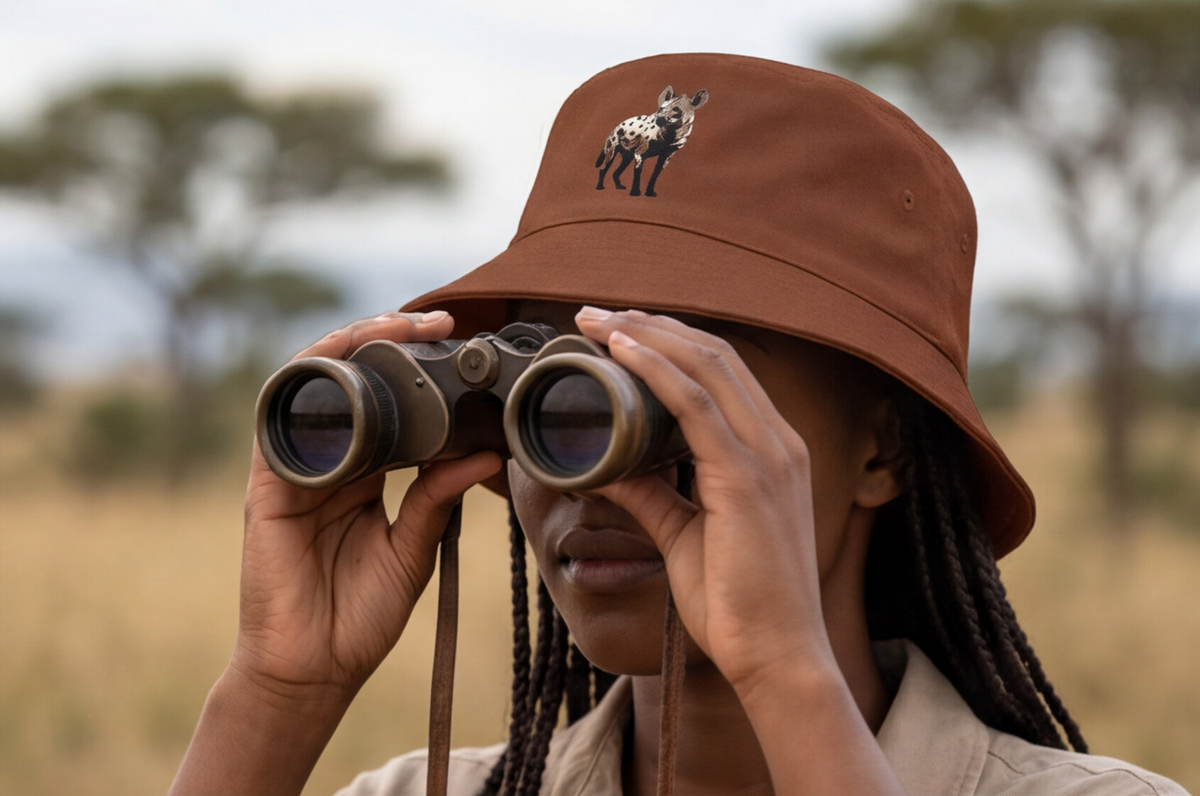 South Africa Gift Idea Bucket Hat Spotted Hyena Safari Cap African Wildlife Gift Cape Town Travel Hat Nature Explorer Adventure Wear Woman