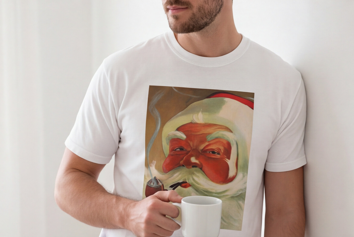 Vintage Santa Claus T Shirt Retro Christmas Graphic Tee For Men Christmas Top Nostalgic Holiday Shirt Classic Xmas Gift Festive Winter