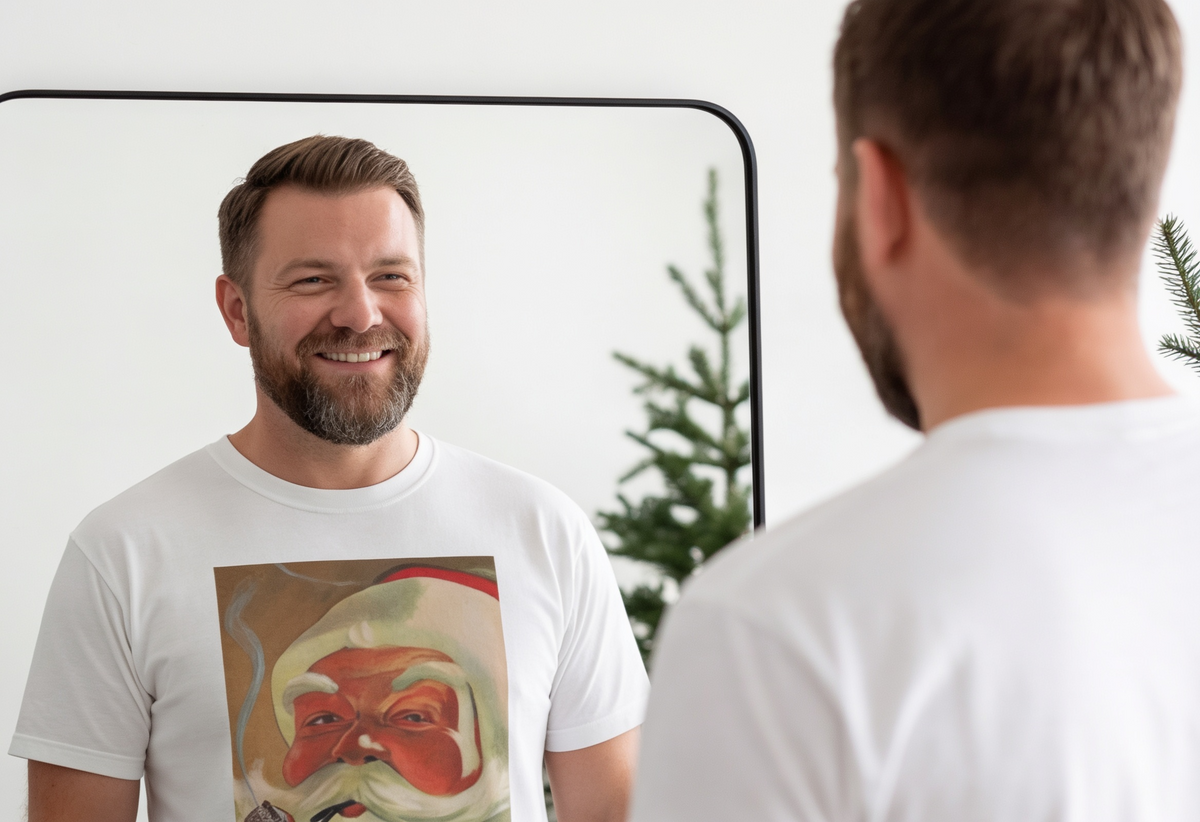 Vintage Santa Claus T Shirt Retro Christmas Graphic Tee For Men Christmas Top Nostalgic Holiday Shirt Classic Xmas Gift Festive Winter