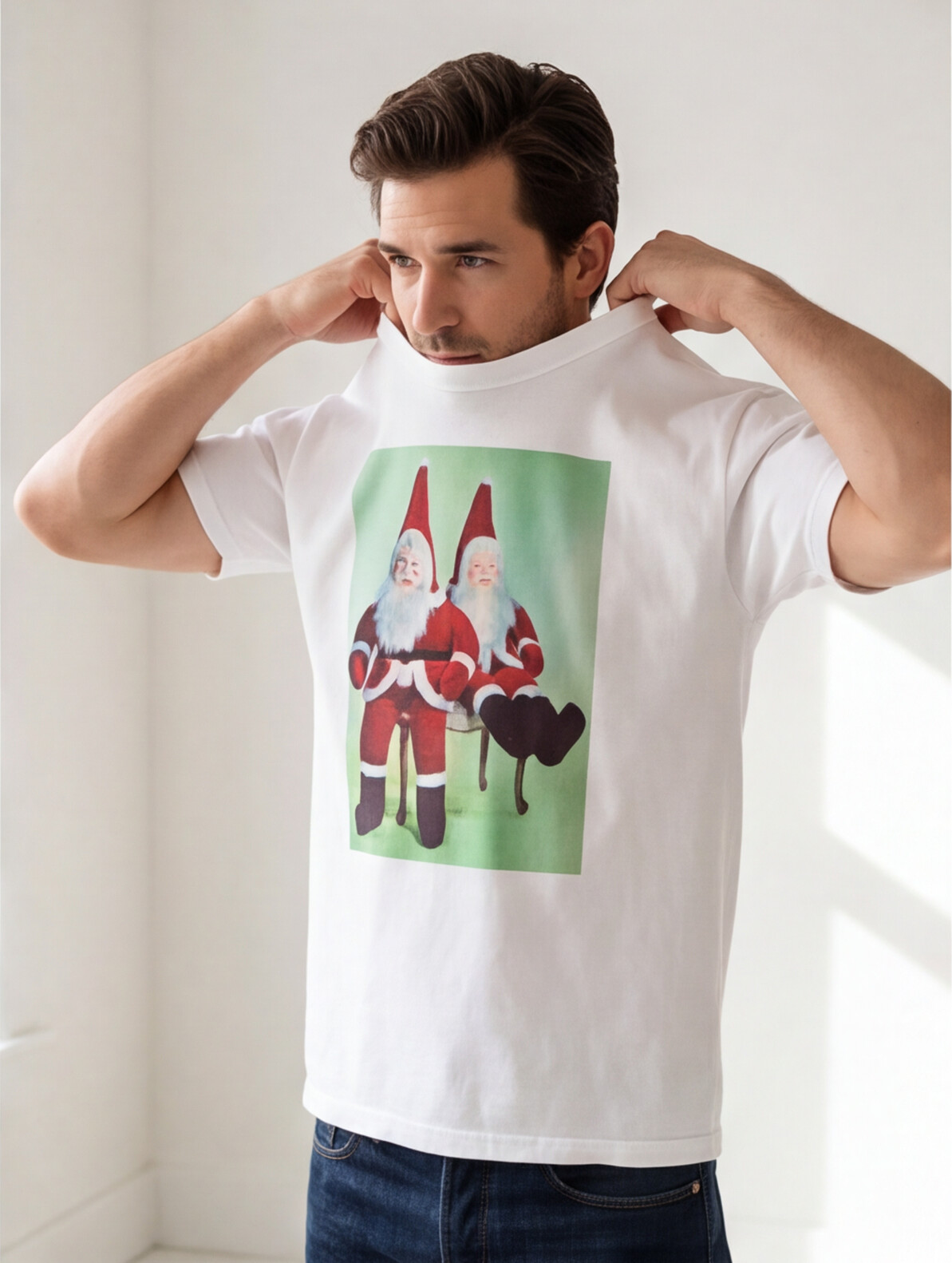 Vintage Santa T Shirt For Him Retro Christmas Graphic Tee For Boyfriend Christmas Mid Century Holiday Shirt Nostalgic Festive Apparel