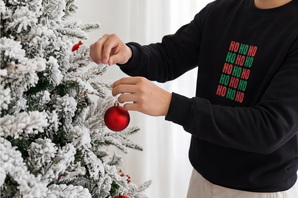 Ho Ho Ho Christmas Sweatshirt Gift For Best Friend Holiday Crewneck Present For Sister Minimal Graphic Pullover Cozy Winter Outfit Top Style