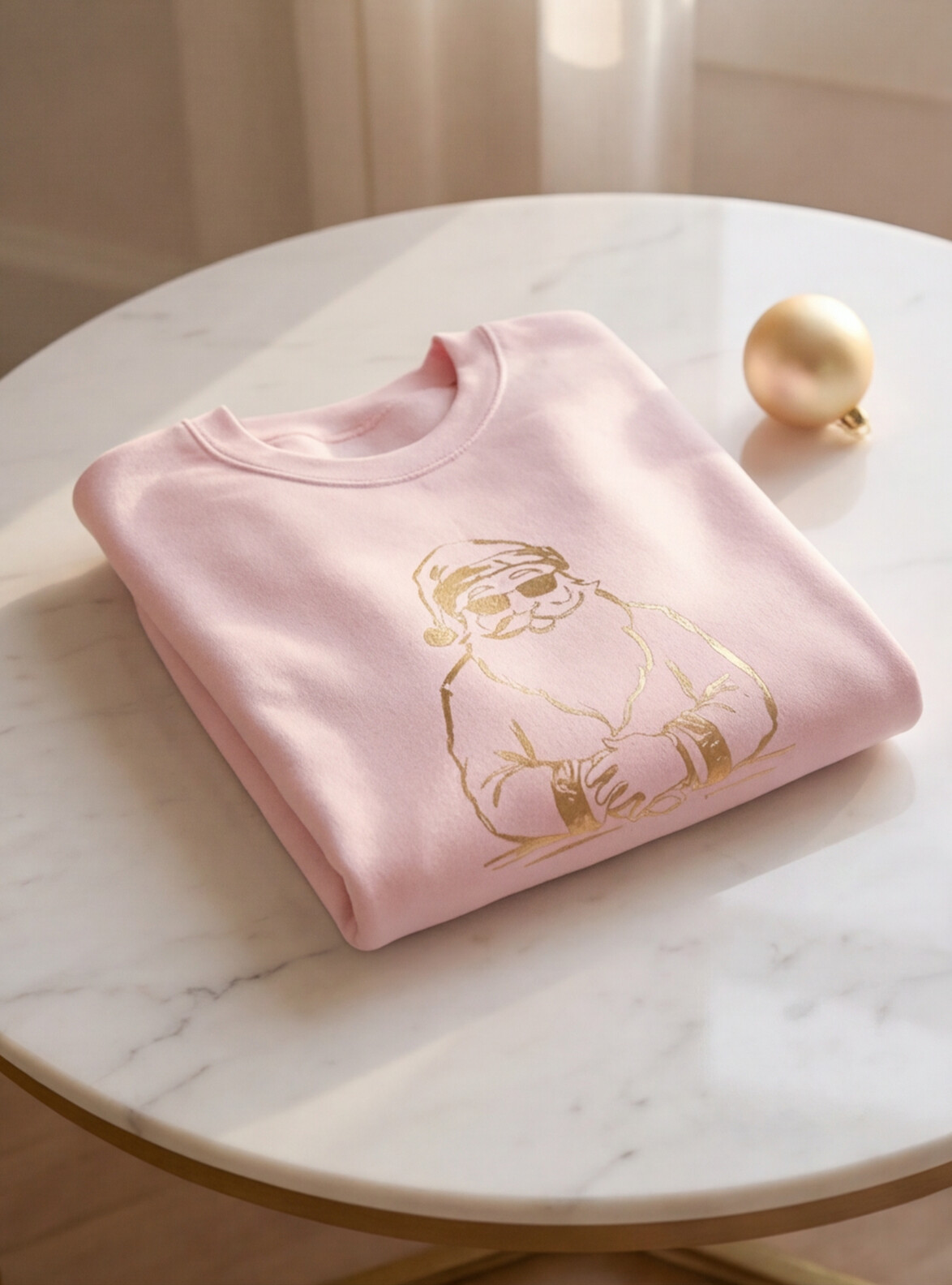 Gold Santa Sweater Retro Christmas Sweatshirt Santa Pullover Vintage Holiday Jumper Festive Winter Apparel Cozy Gift For Women Pink Crewneck