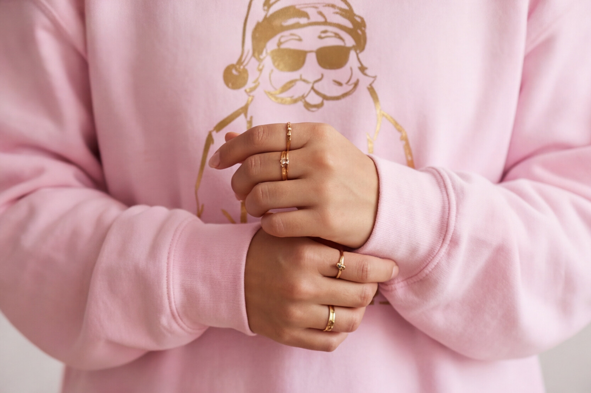 Gold Santa Sweater Retro Christmas Sweatshirt Santa Pullover Vintage Holiday Jumper Festive Winter Apparel Cozy Gift For Women Pink Crewneck