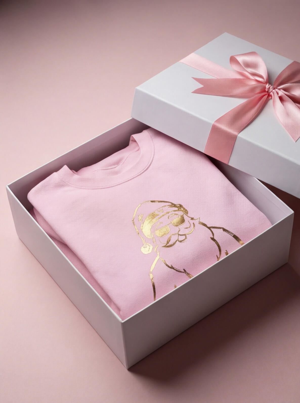 Gold Santa Sweater Retro Christmas Sweatshirt Santa Pullover Vintage Holiday Jumper Festive Winter Apparel Cozy Gift For Women Pink Crewneck