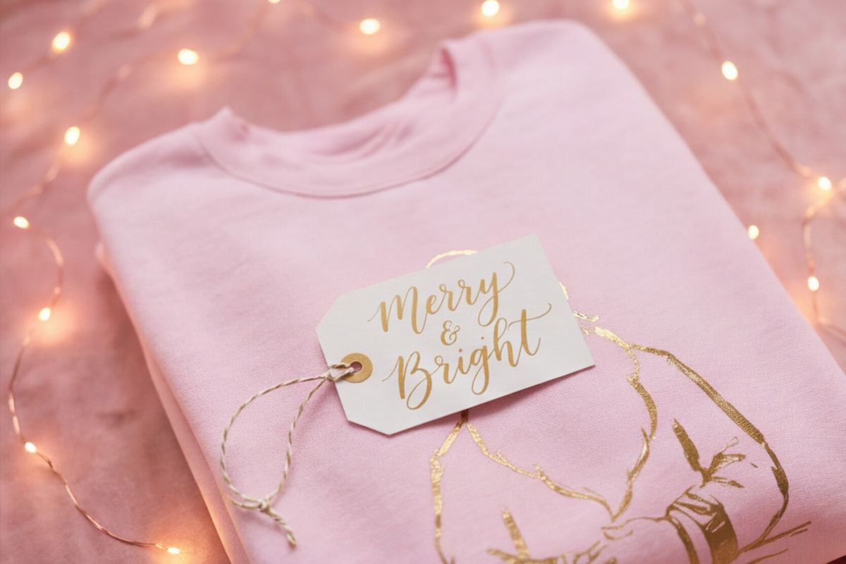 Gold Santa Sweater Retro Christmas Sweatshirt Santa Pullover Vintage Holiday Jumper Festive Winter Apparel Cozy Gift For Women Pink Crewneck