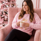 Gold Santa Sweater Retro Christmas Sweatshirt Santa Pullover Vintage Holiday Jumper Festive Winter Apparel Cozy Gift For Women Pink Crewneck