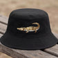Black Crocodile Bucket Hat Embroidered Animal Safari Cap Trendy Streetwear Fisherman Hat Gift for Him Outdoor Summer Style South Africa Gift