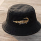 Black Crocodile Bucket Hat Embroidered Animal Safari Cap Trendy Streetwear Fisherman Hat Gift for Him Outdoor Summer Style South Africa Gift