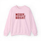 Merry Bright Sweatshirt Gift For Girlfriend Christmas Crewneck Winter Present For Mom Festive Letter Pullover Cozy Holiday Outfit Top Style