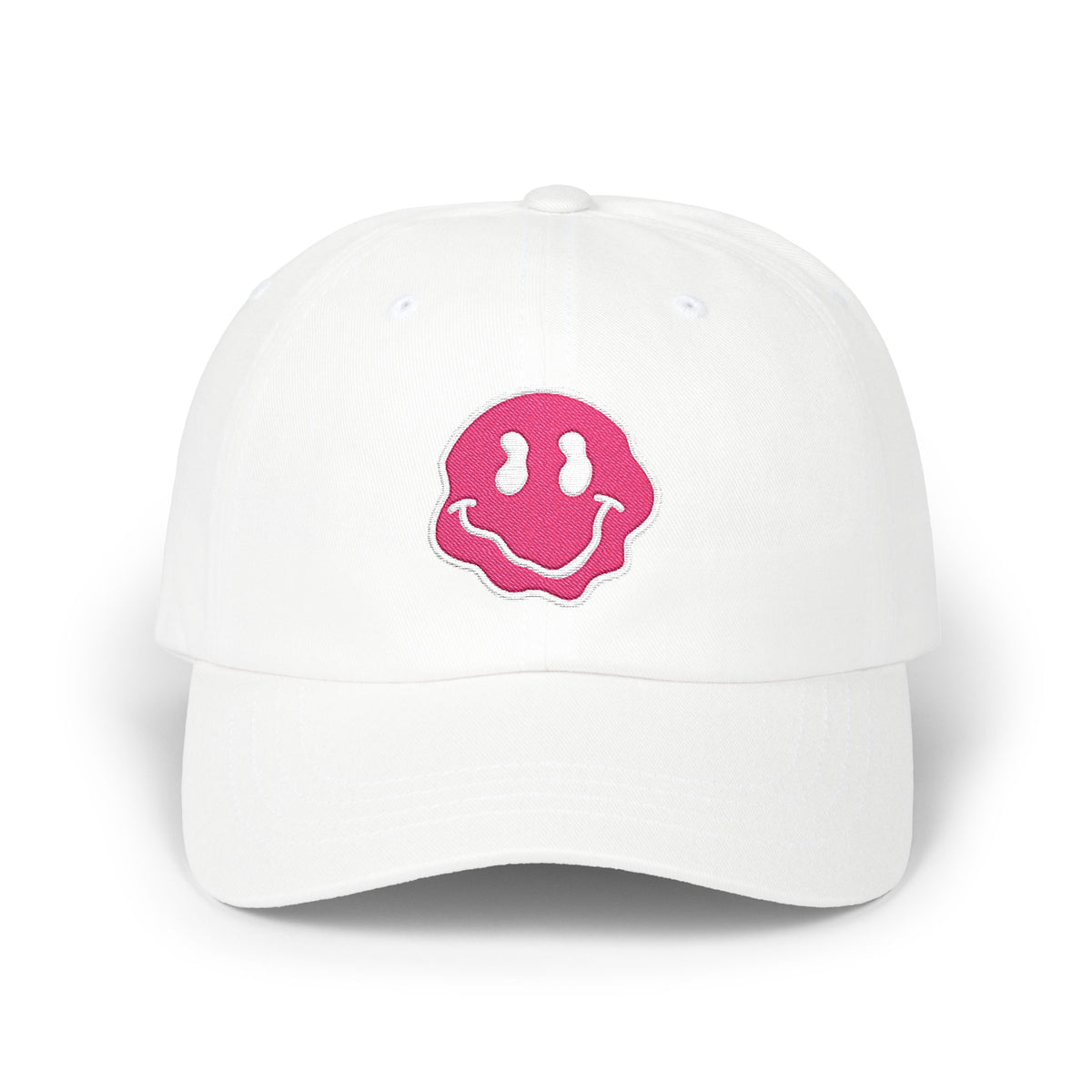 Embroidered Smiley Face Hat Gift For Her Emoji Cap Pink Drip Smile Cap Streetwear Aesthetic Dad Hat Y2K Style Casual Outfit Trendy Graphic