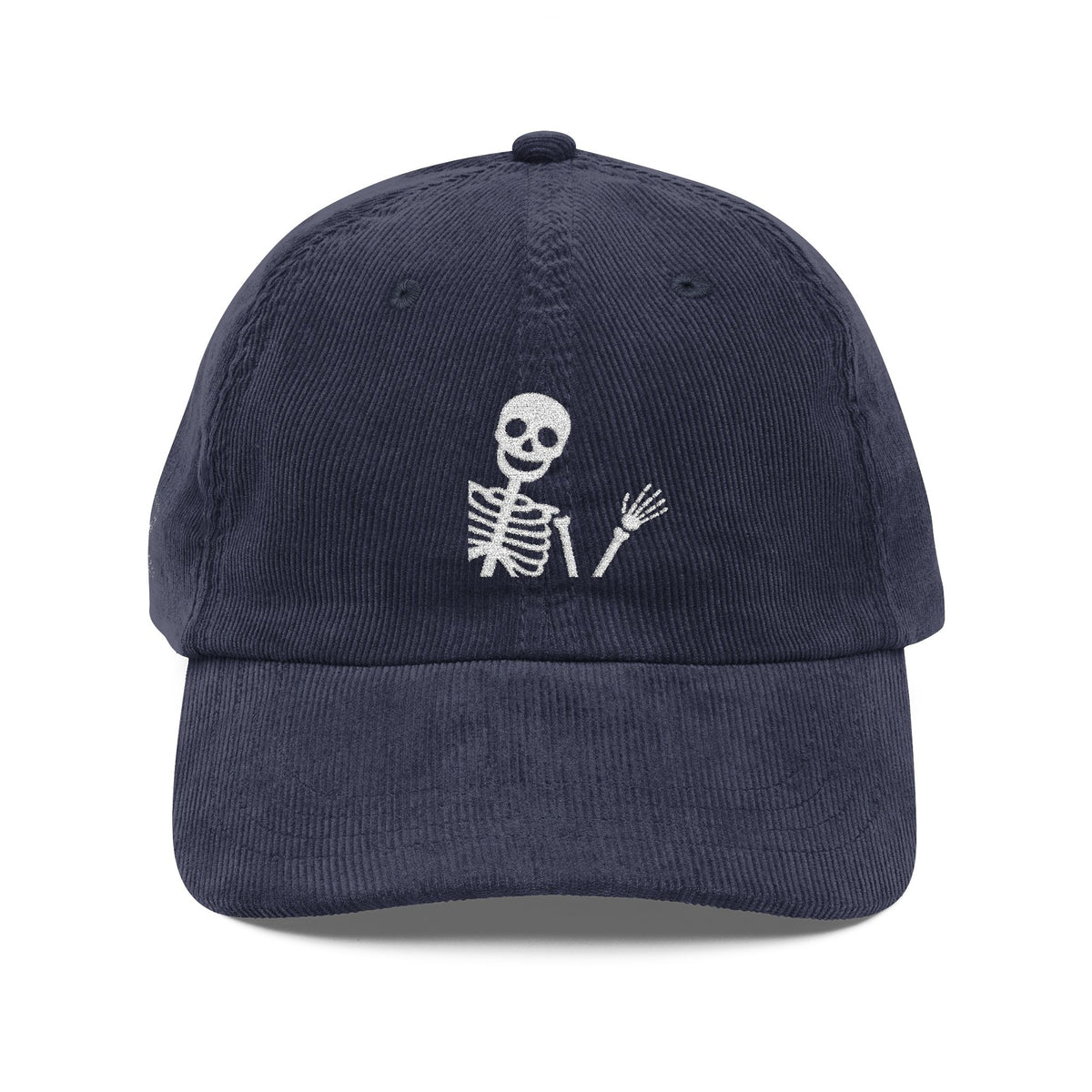 Embroidered Cap Skeleton Corduroy Hat Summerween Outfit Cap Spooky Festival Hat Cute Skull Hat Gift For His Birthday Gift For Skeleton Lover