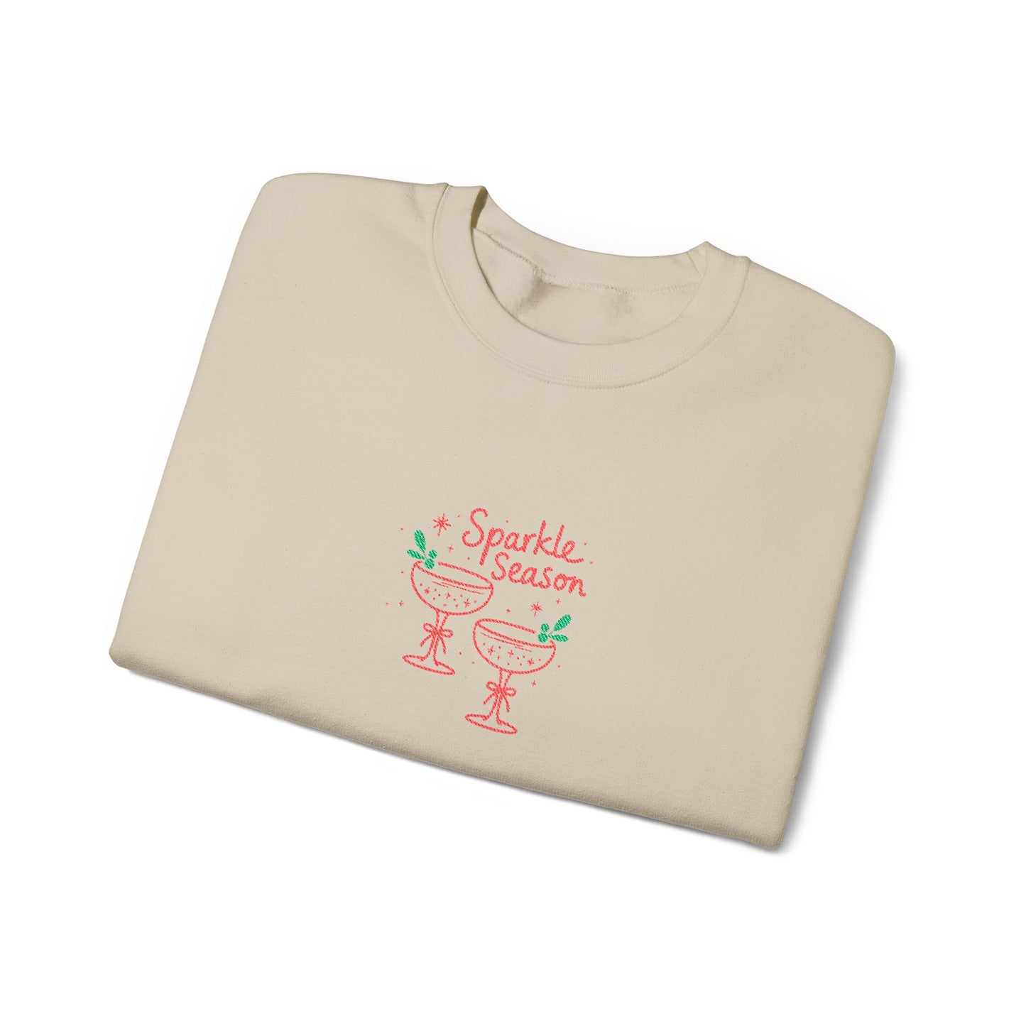 Embroidered Holiday Party Sweatshirt For Her Christmas Cocktail Crewneck Gift For Wife Festive Champagne Pullover For Best Friend New Year