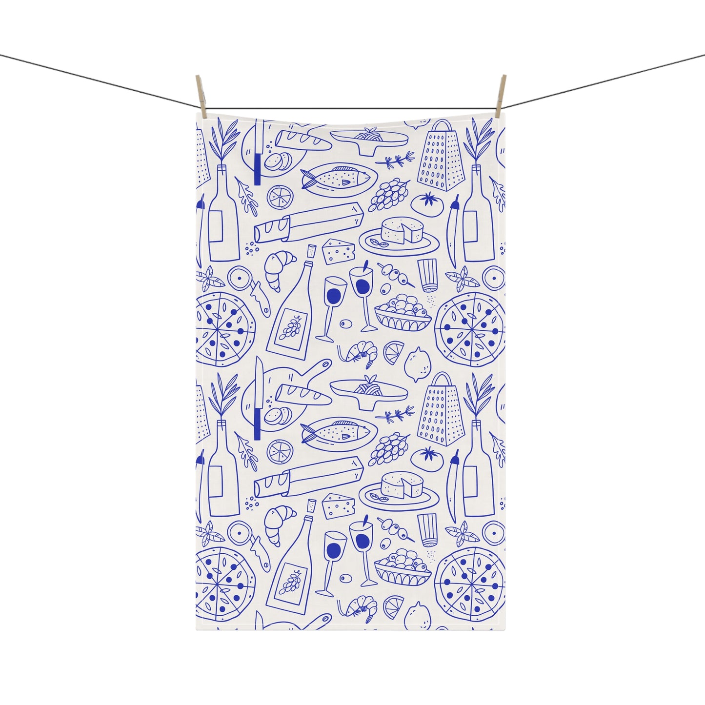 Italian Kitchen Towel For Foodie Gift For Chef Tea Towel Mediterranean Kitchen Decor Housewarming Gift Blue Cooking Linen Home Gift For Cook
