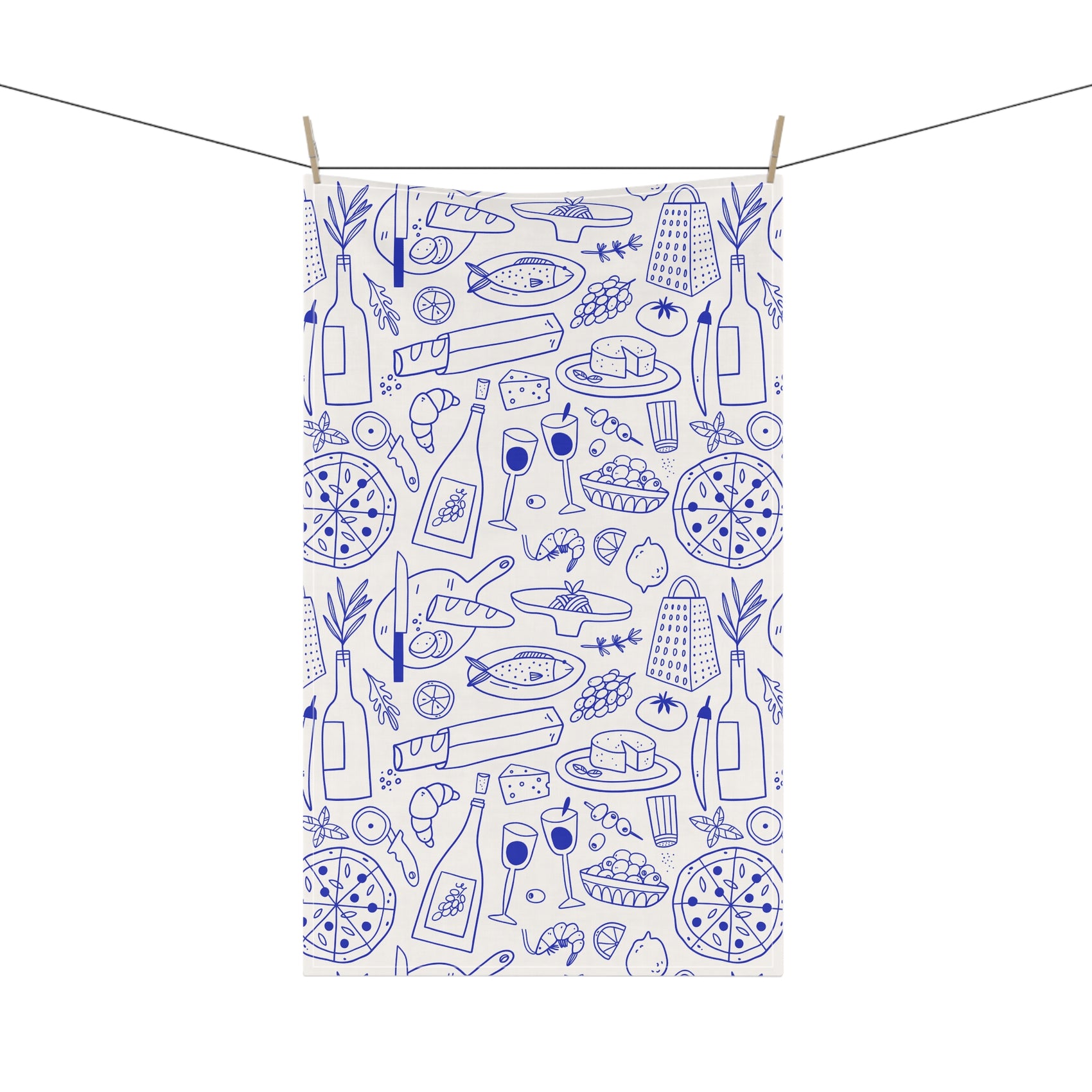 Italian Kitchen Towel For Foodie Gift For Chef Tea Towel Mediterranean Kitchen Decor Housewarming Gift Blue Cooking Linen Home Gift For Cook