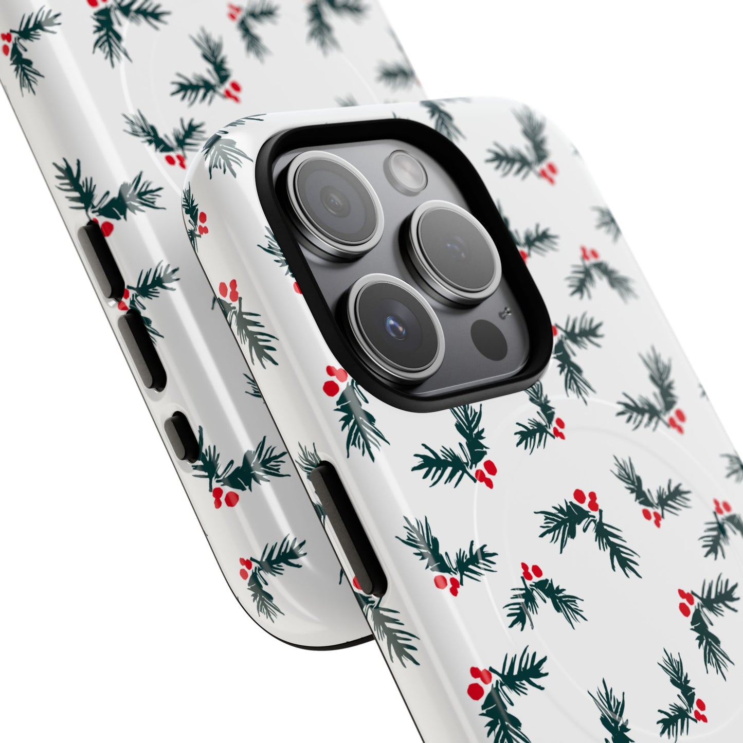 Holly Christmas Phone Case Gift For Sister Magnetic iPhone Cover Holiday Evergreen Pattern Tough Protective Accessory Winter Style Charm