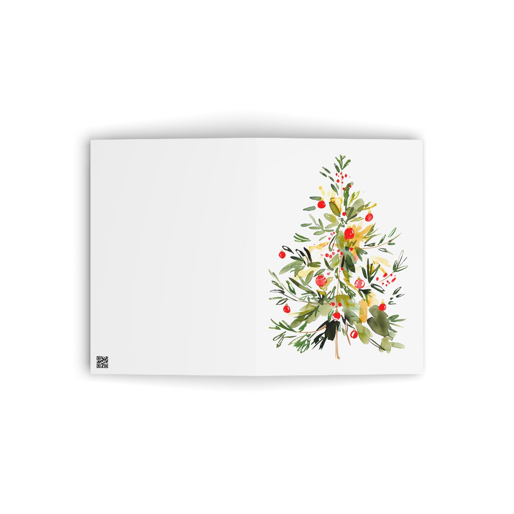 Watercolor Christmas Card Gift For Neighbor Botanical Holiday Greeting Present For Cousin Red Berry Tree Stationery Winter Keepsake Style