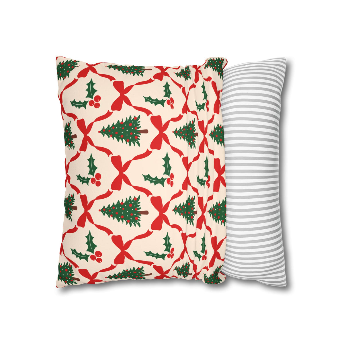 Christmas Tree Pillowcase Gift For Mom Holiday Cushion Cover Present For Sister Red Bow Faux Suede Winter Home Decor Cozy Sofa Accent Style