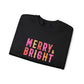 Merry & Bright Embroidered Christmas Sweatshirt For Women Cozy Holiday Crewneck Sister Cute Festive Pullover Winter Gift Christmas Outfit