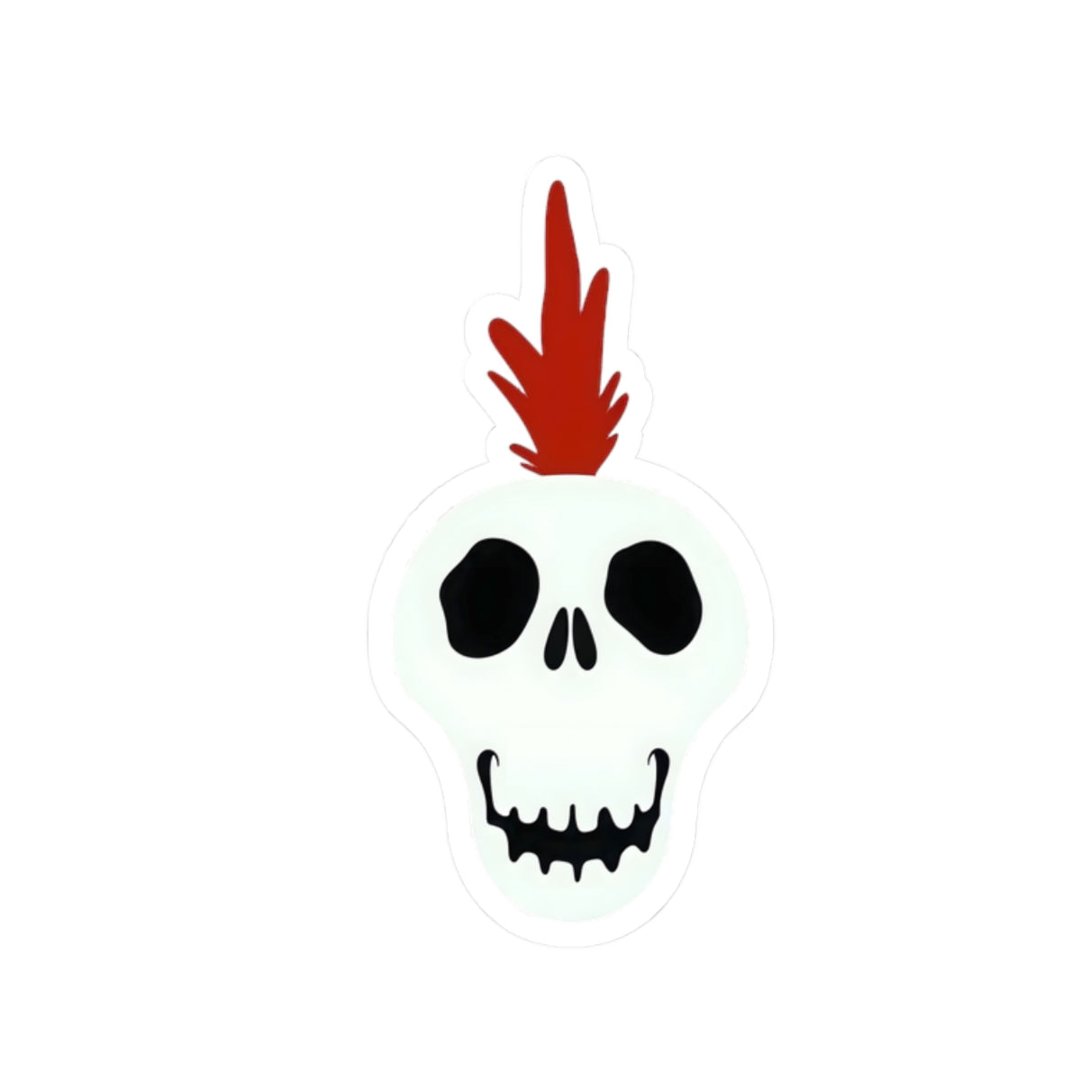 Punk Skull Sticker Red Mohawk For Laptop Journal Water Bottle Phone Case Birthday Gift Teen Adult Fun Rebellious Attitude Sticker