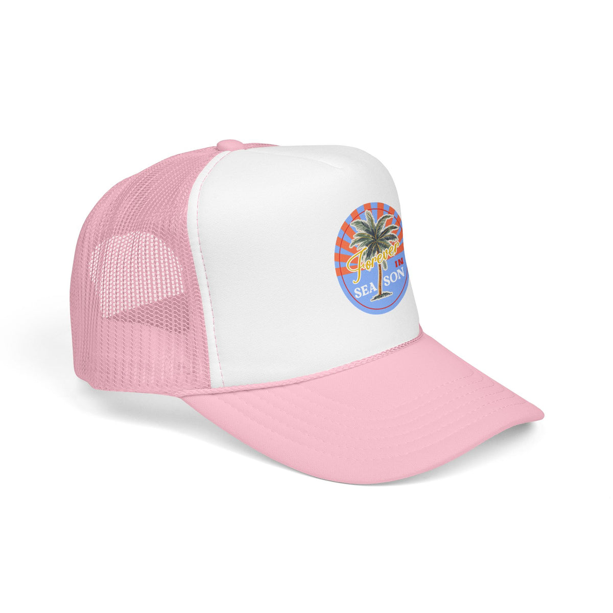 Palm Beach Trucker Hat For Girlfriend Retro Tropical Cap Coastal Vacation Headwear Mesh Snapback For Mom Island Escape Fashion Gift Style