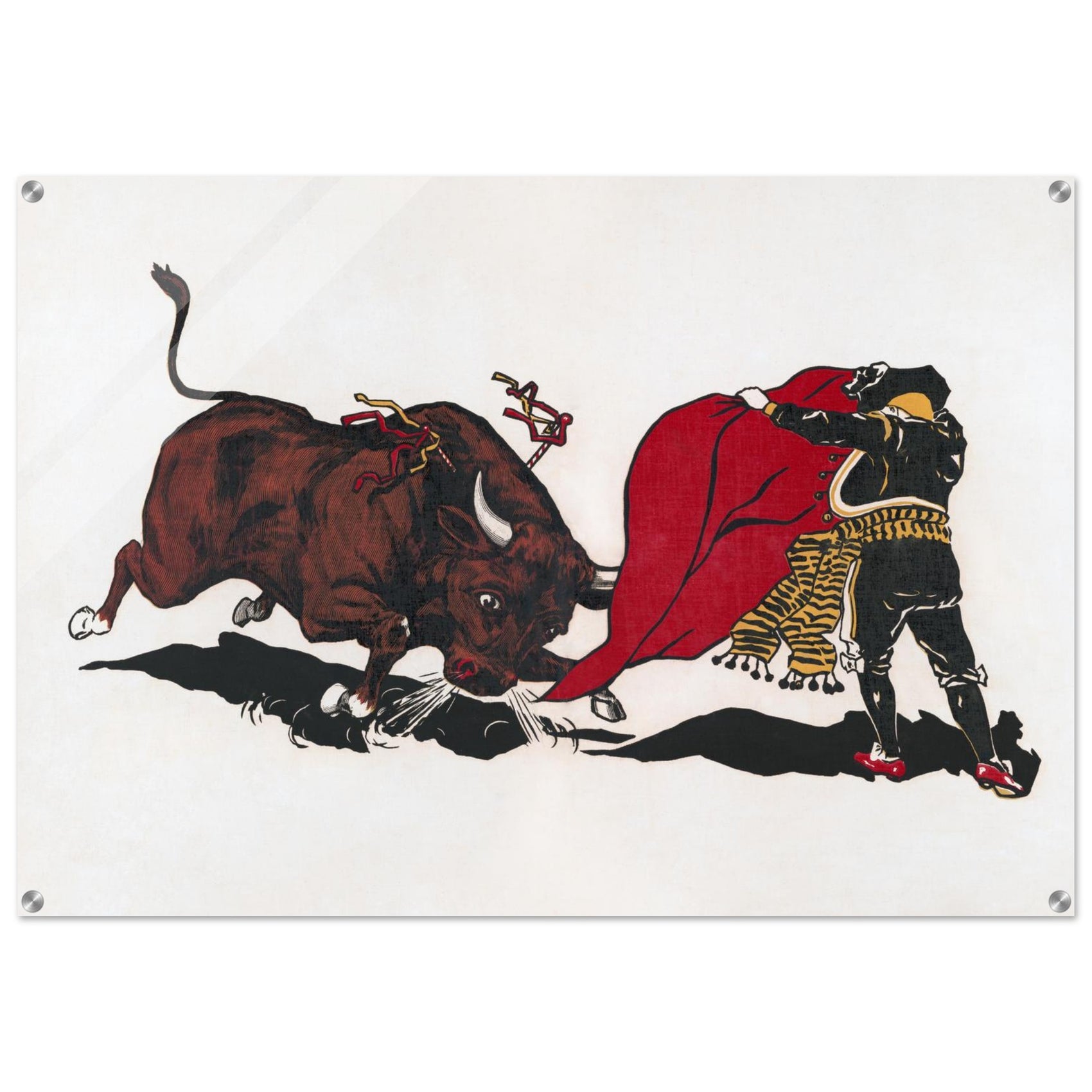 Vibrant Matador & Bull Acrylic Print - Dynamic Spanish Art for Modern Interiors, in Multiple Sizes