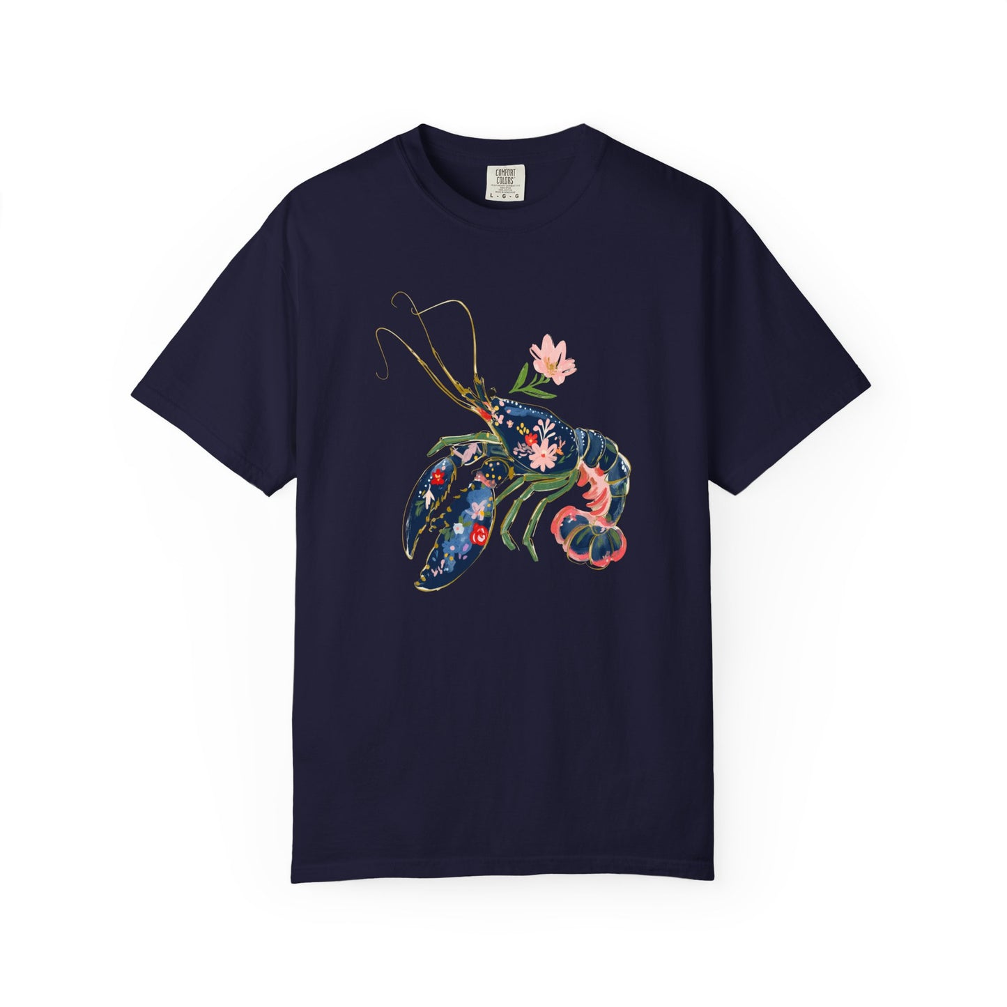 Floral Lobster T Shirt Nautical Sea Life Tee Coastal Gift For Sister Botanical Ocean Graphic Beach Vacation Clothing Everyday Summer Style