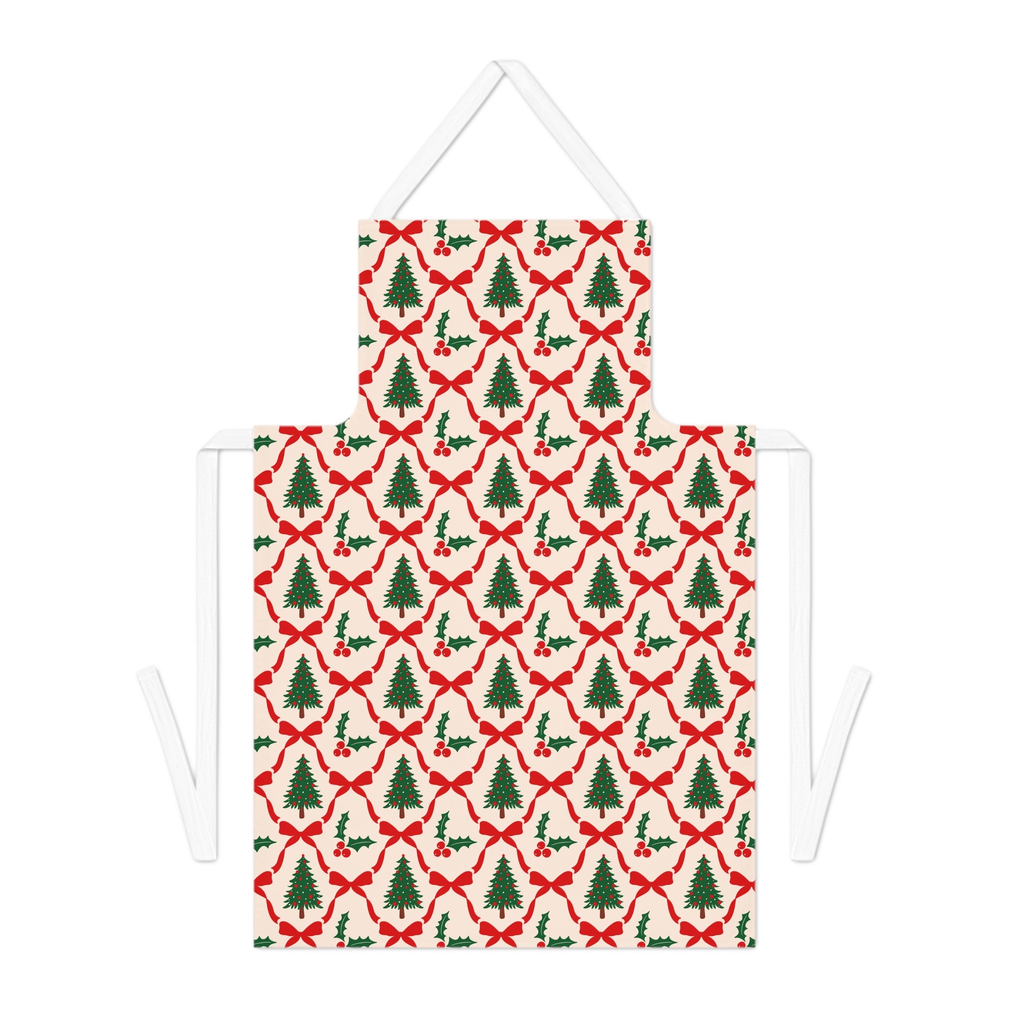 Christmas Tree Apron Gift For Mom Holiday Baking Smock Red Bow Kitchen Cover Present For Sister Festive Cooking Wear Cozy Family Home Style
