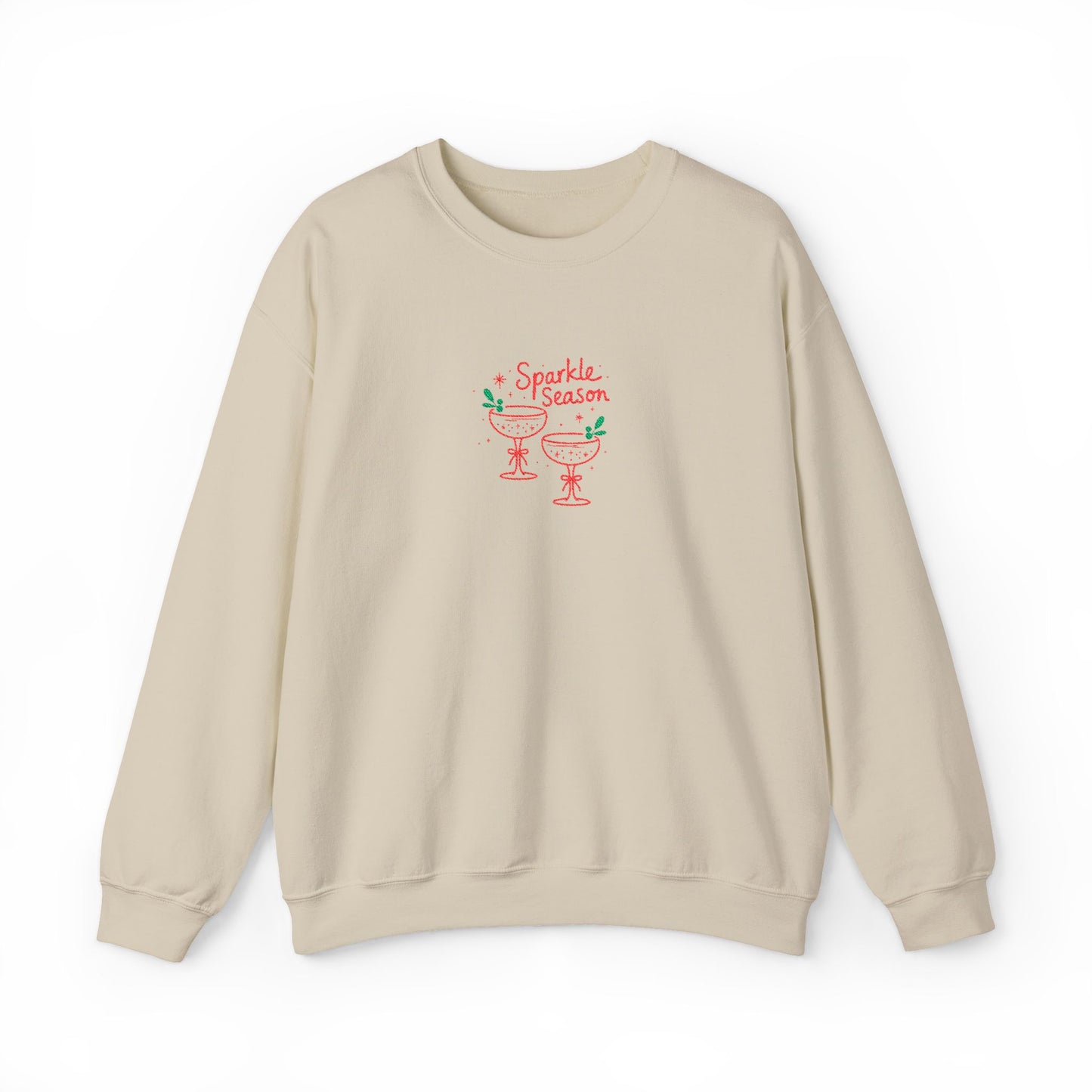 Embroidered Holiday Party Sweatshirt For Her Christmas Cocktail Crewneck Gift For Wife Festive Champagne Pullover For Best Friend New Year