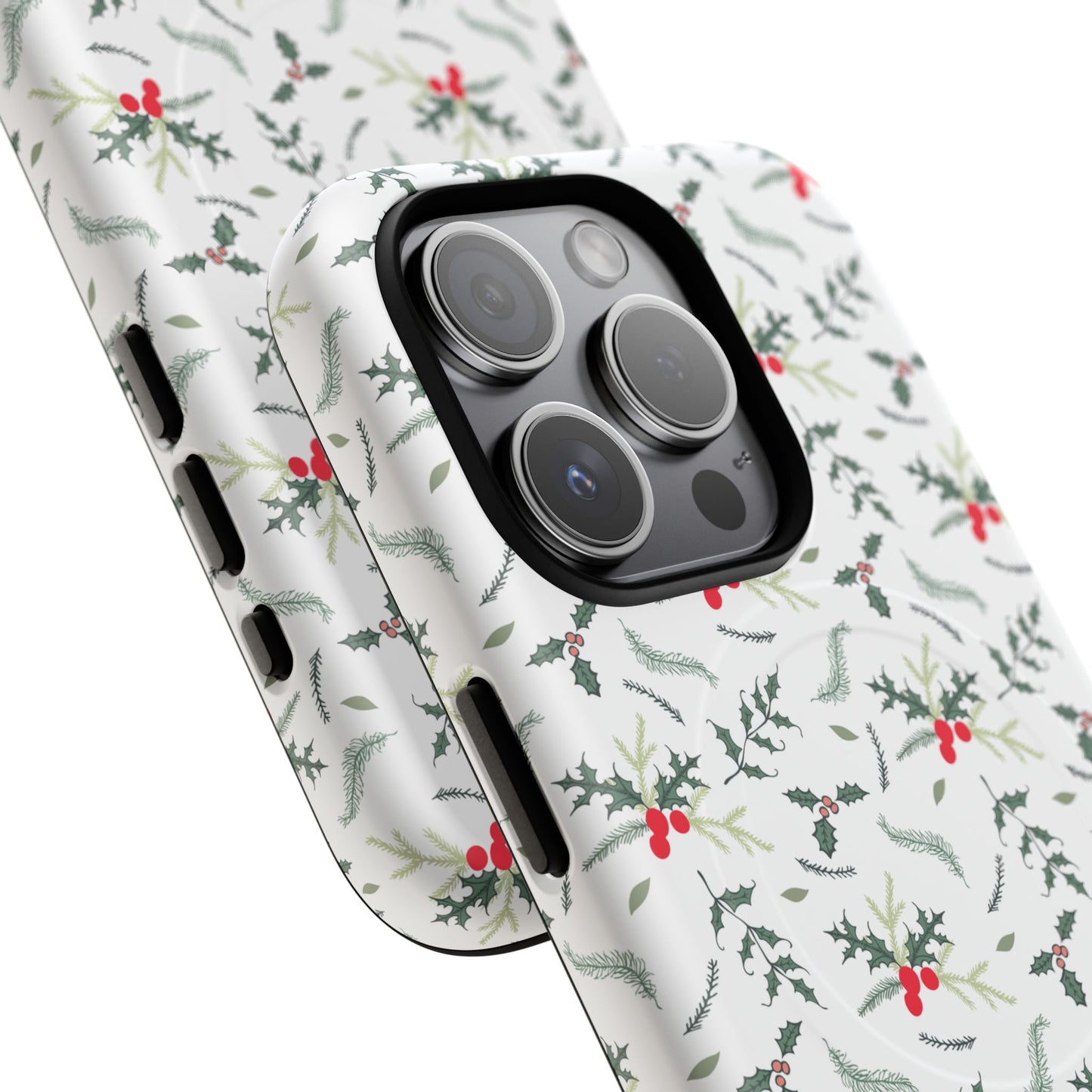 Holly Berry Christmas Phone Case Gift For Sister Magnetic iPhone Cover Winter Botanical Pattern Tough Protective Accessory For Her Style