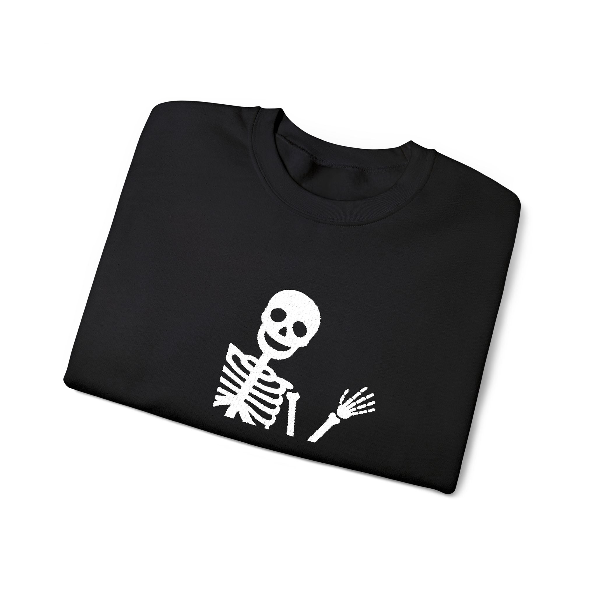 Halloween Embroidered Sweatshirt Skeleton Crewneck Spooky Season Pullover Cute Fall Sweatshirt Ghostly Outfit Top For Halloween Party Outfit