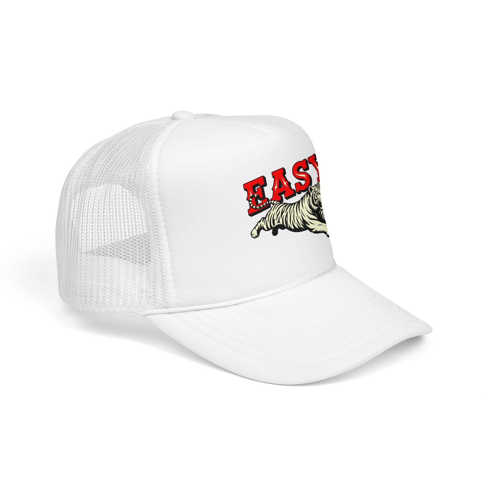 Easy Tiger Trucker Hat For Men White Animal Cap Gift For  Mom Tiger Lover Retro Sport Hat Casual Summer Outfit Cap for Sister