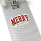 Merry Christmas Sticker Gift For Coworker Red Glitter Vinyl Decal Holiday Laptop Journal Accent Stocking Stuffer Festive Script Style Charm
