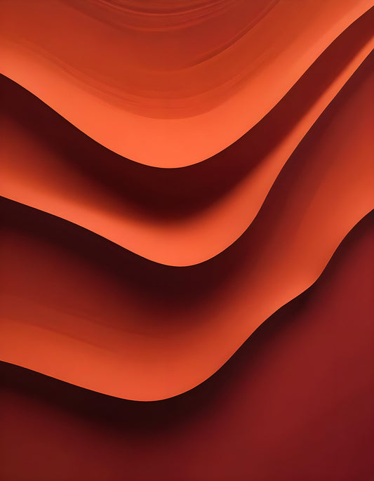 Abstract orange and red layered waves creating a warm texture in a minimalist design